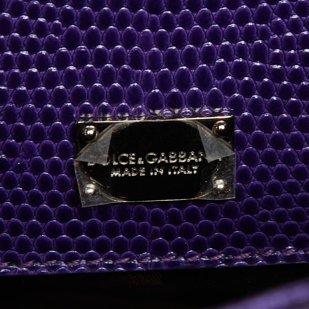 Dolce & Gabbana Purple Lizard Embossed Leather Medium Miss Monica Top Handle Bag 2