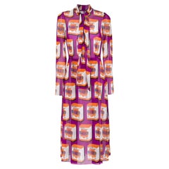 Dolce 
Gabbana Purple Multicolor Silk Bellezza Dress Flared Maxi Long A-line