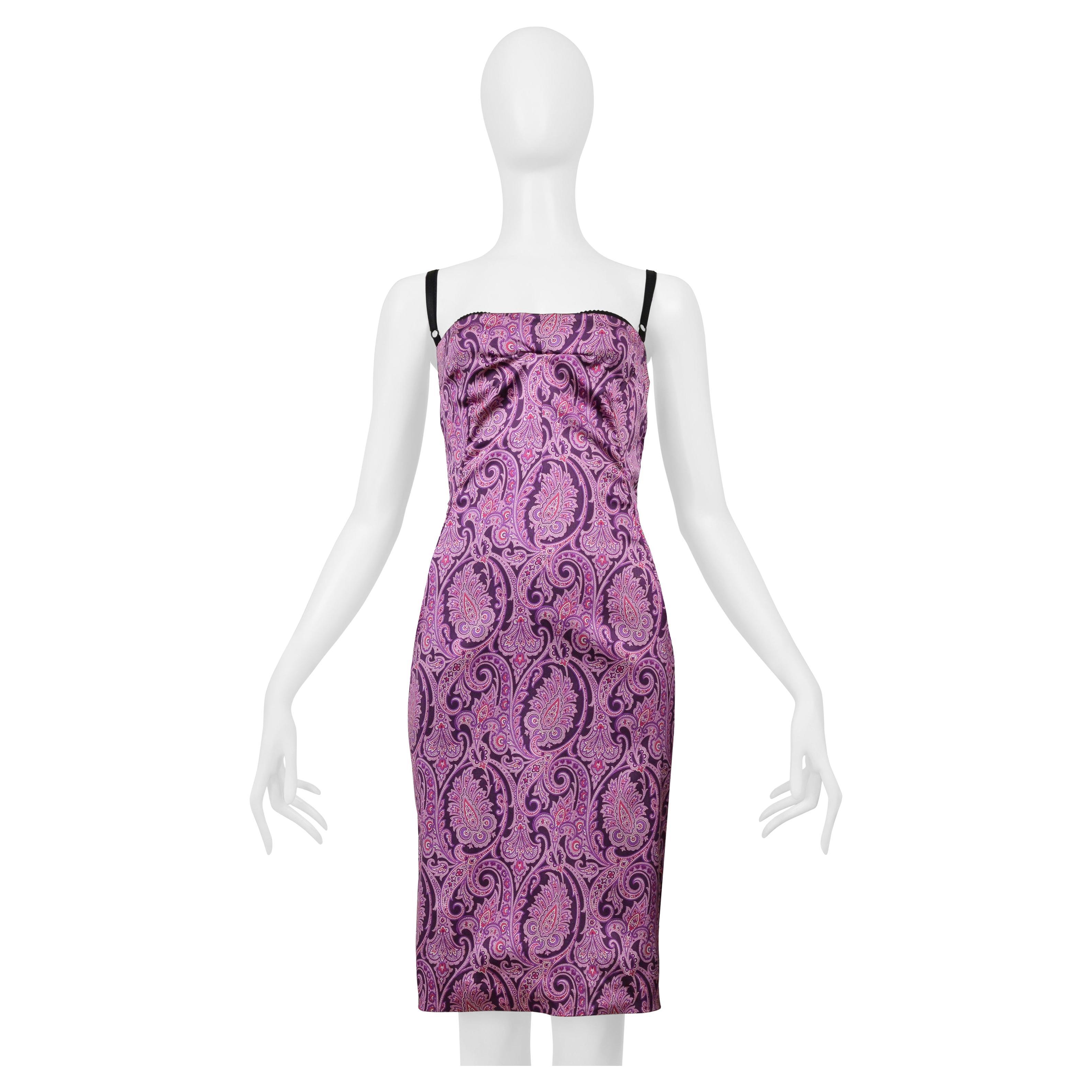 Dolce & Gabbana Lila Paisley Print Body Con Kleid