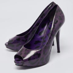 Dolce & Gabbana Purple Patent Peep Toe Pumps Size 41