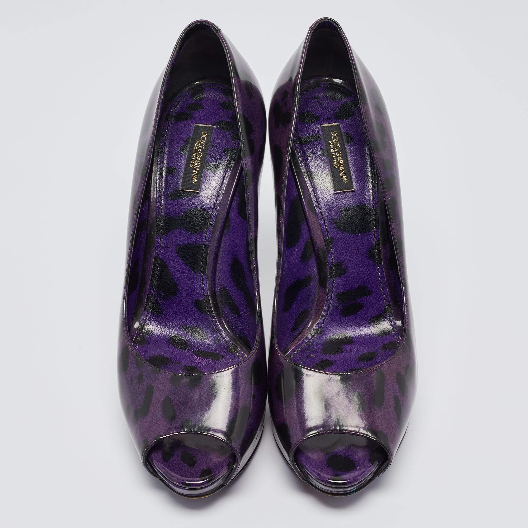 Noir Escarpins Dolce & Gabbana violets à bout ouvert, taille 41 en vente