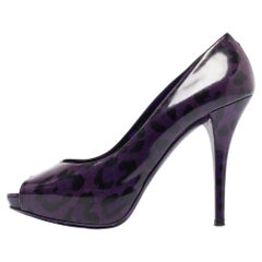 Dolce & Gabbana Purple Patent Peep Toe Pumps Size 41