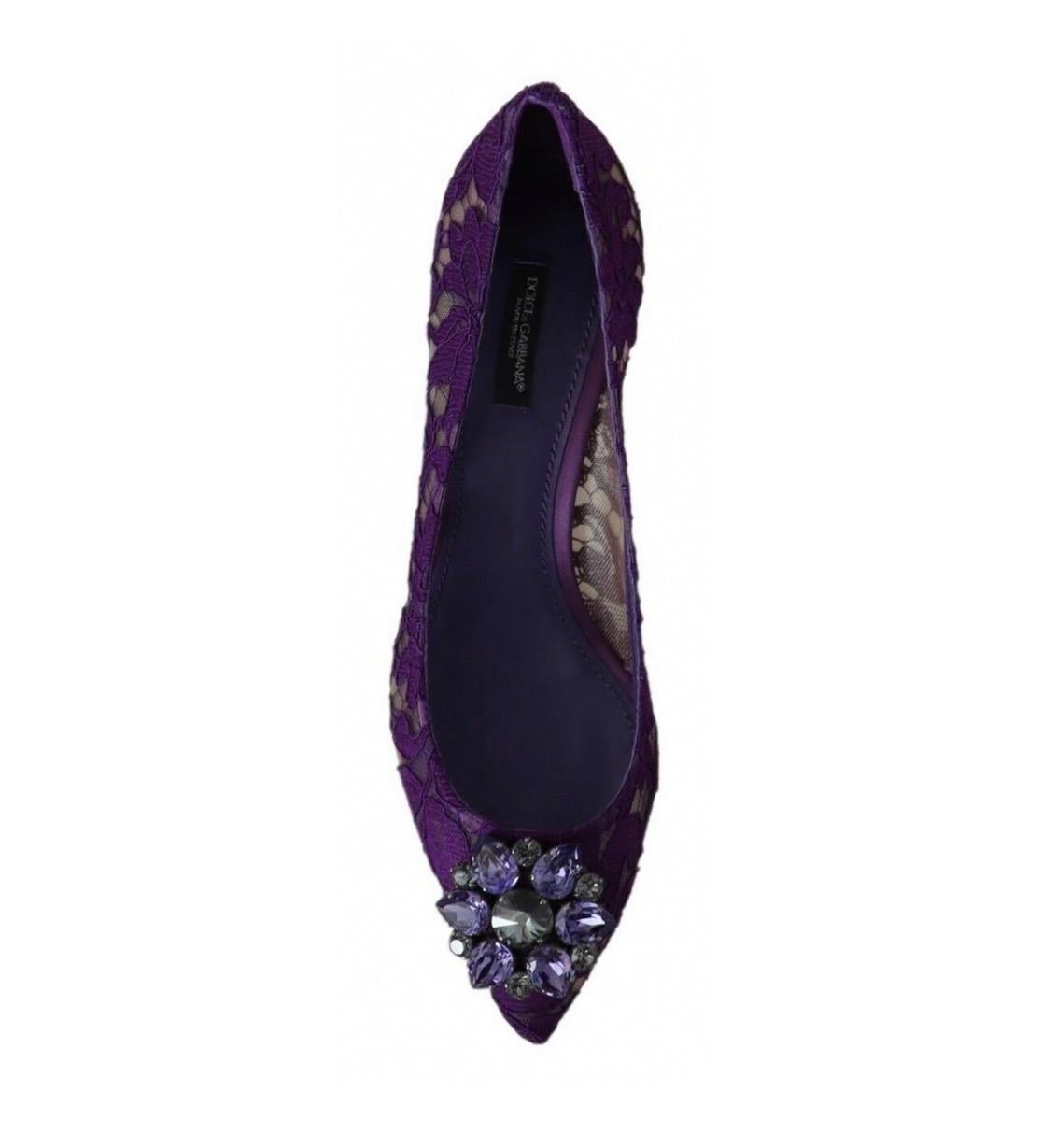 Black Dolce & Gabbana purple PUMP lace
shoes with jewel detail on the top heels  For Sale