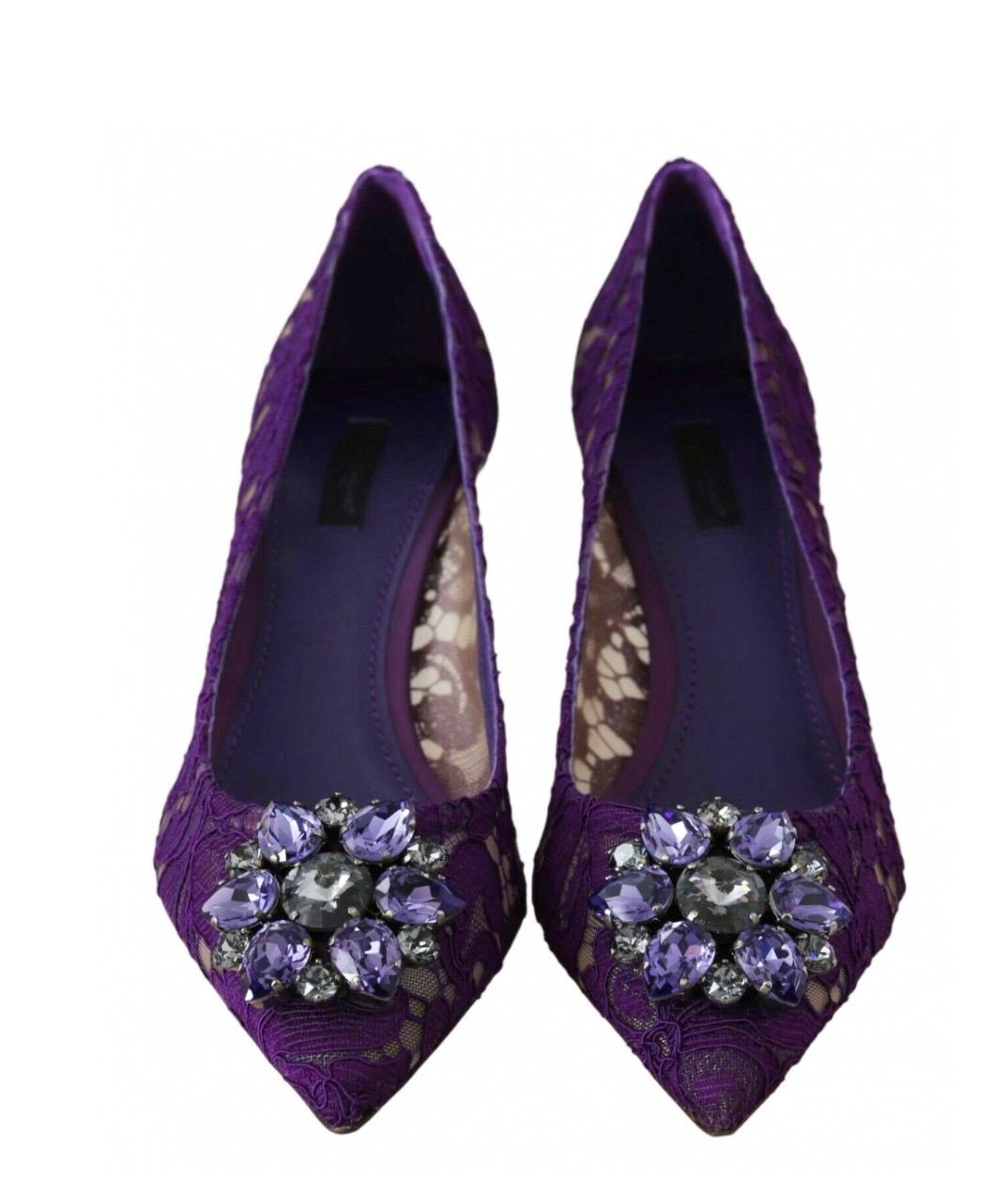 Women's Dolce & Gabbana purple PUMP lace
shoes with jewel detail on the top heels  For Sale