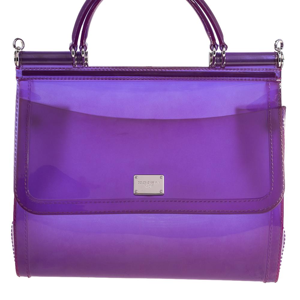 Dolce & Gabbana Purple PVC Medium Miss Sicily Top Handle Bag 1