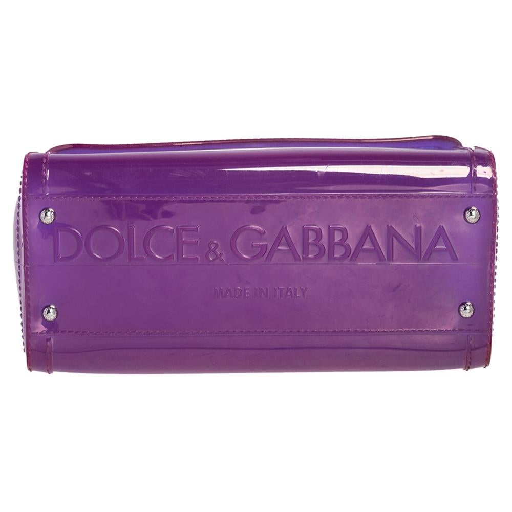 Dolce & Gabbana Purple PVC Medium Miss Sicily Top Handle Bag 2