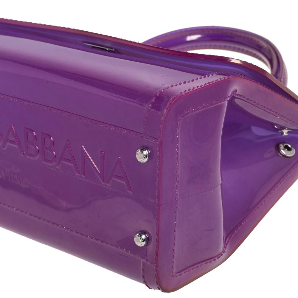 Dolce & Gabbana Purple PVC Medium Miss Sicily Top Handle Bag 4