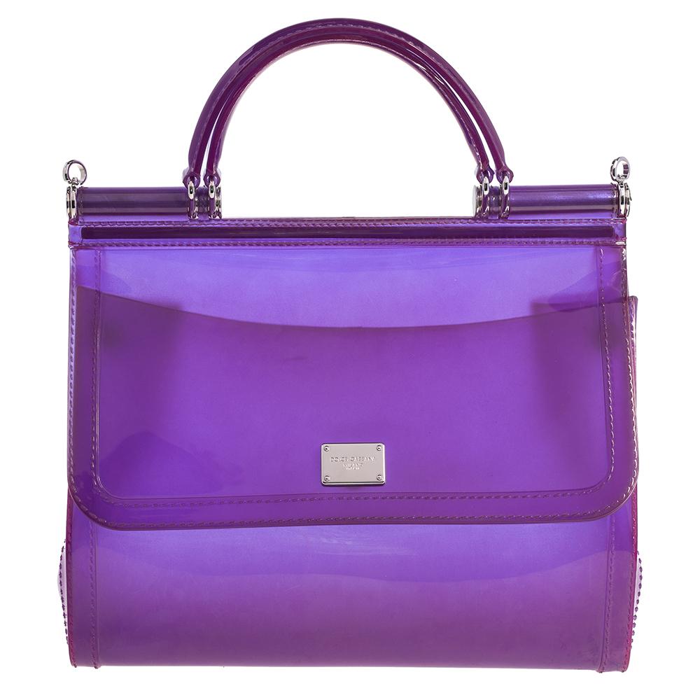 Dolce & Gabbana Purple PVC Medium Miss Sicily Top Handle Bag