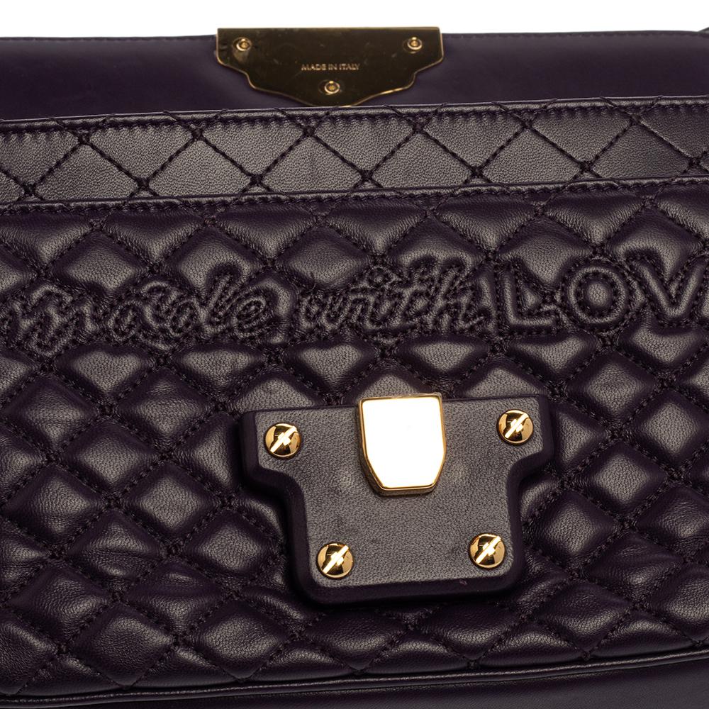 Dolce & Gabbana Purple Quilted Leather Lucia Embellished Shoulder Bag 5