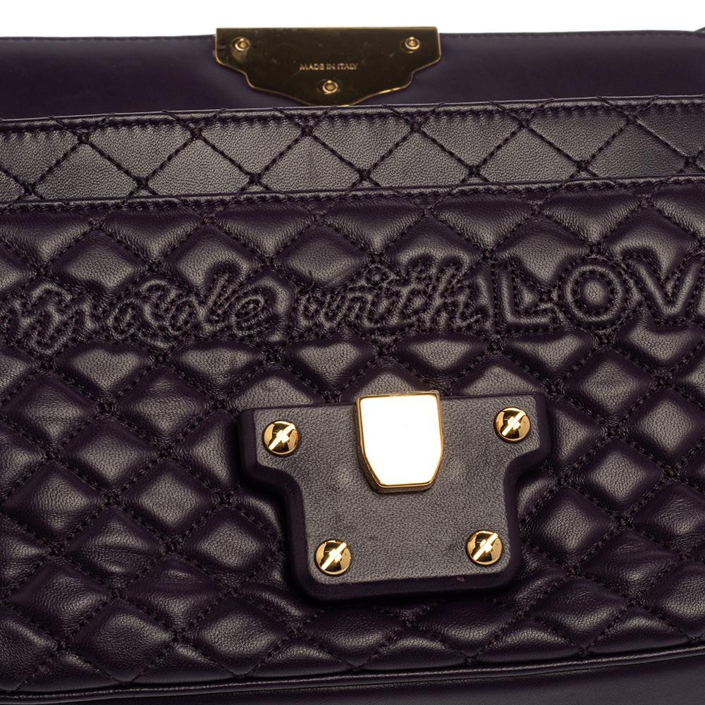 Dolce & Gabbana Purple Quilted Leather Lucia Embellished Shoulder Bag 3