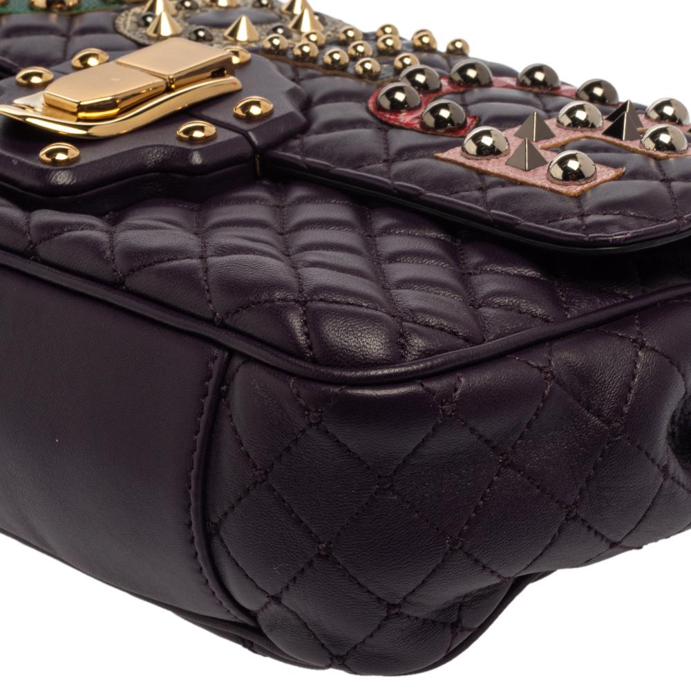 Women's Dolce & Gabbana Purple Quilted Leather Lucia Embellished Shoulder Bag