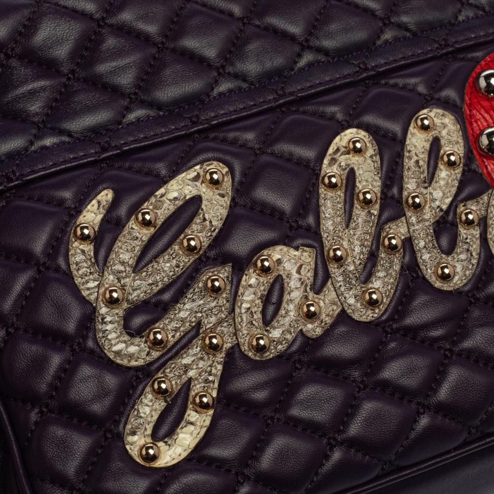 Dolce & Gabbana Purple Quilted Leather Lucia Embellished Shoulder Bag 3
