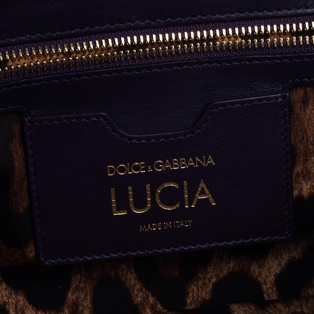 Dolce & Gabbana Purple Quilted Leather Lucia Embellished Shoulder Bag 4