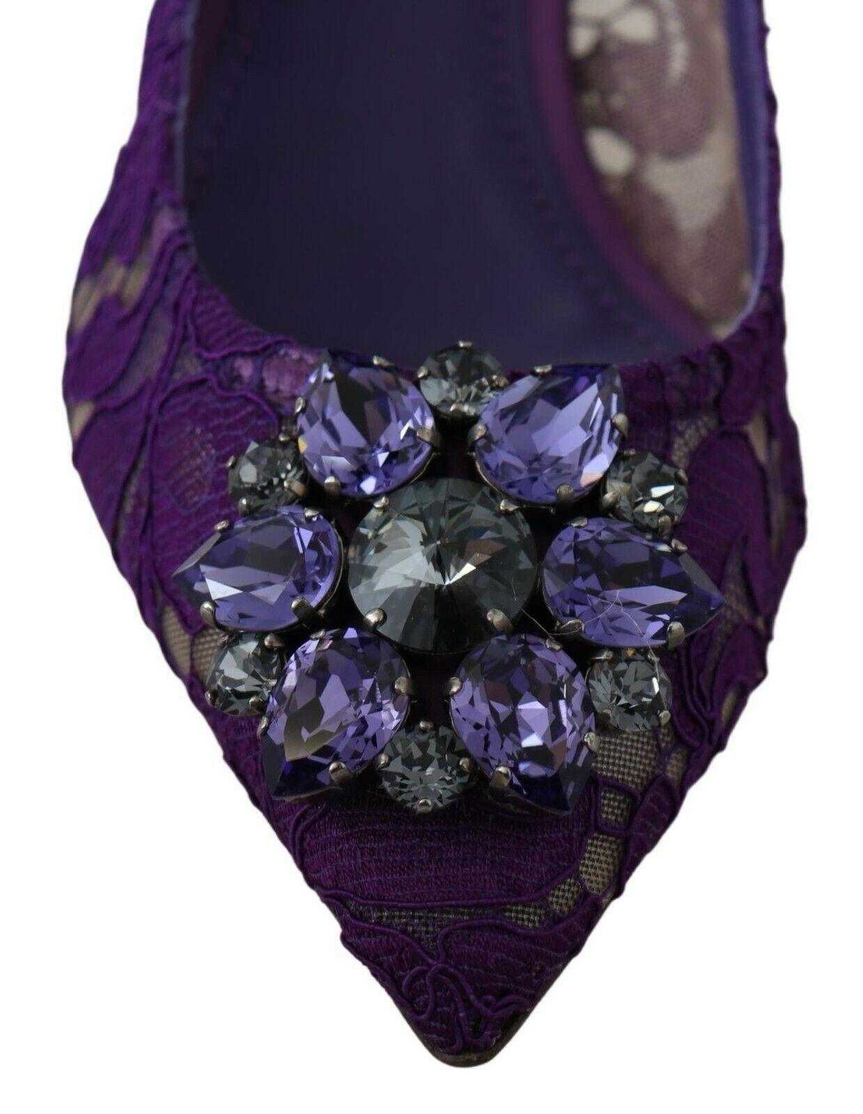 Black Dolce & Gabbana Purple Rainbow Taormina Lace Pumps Shoes Heels Jewels Crystals