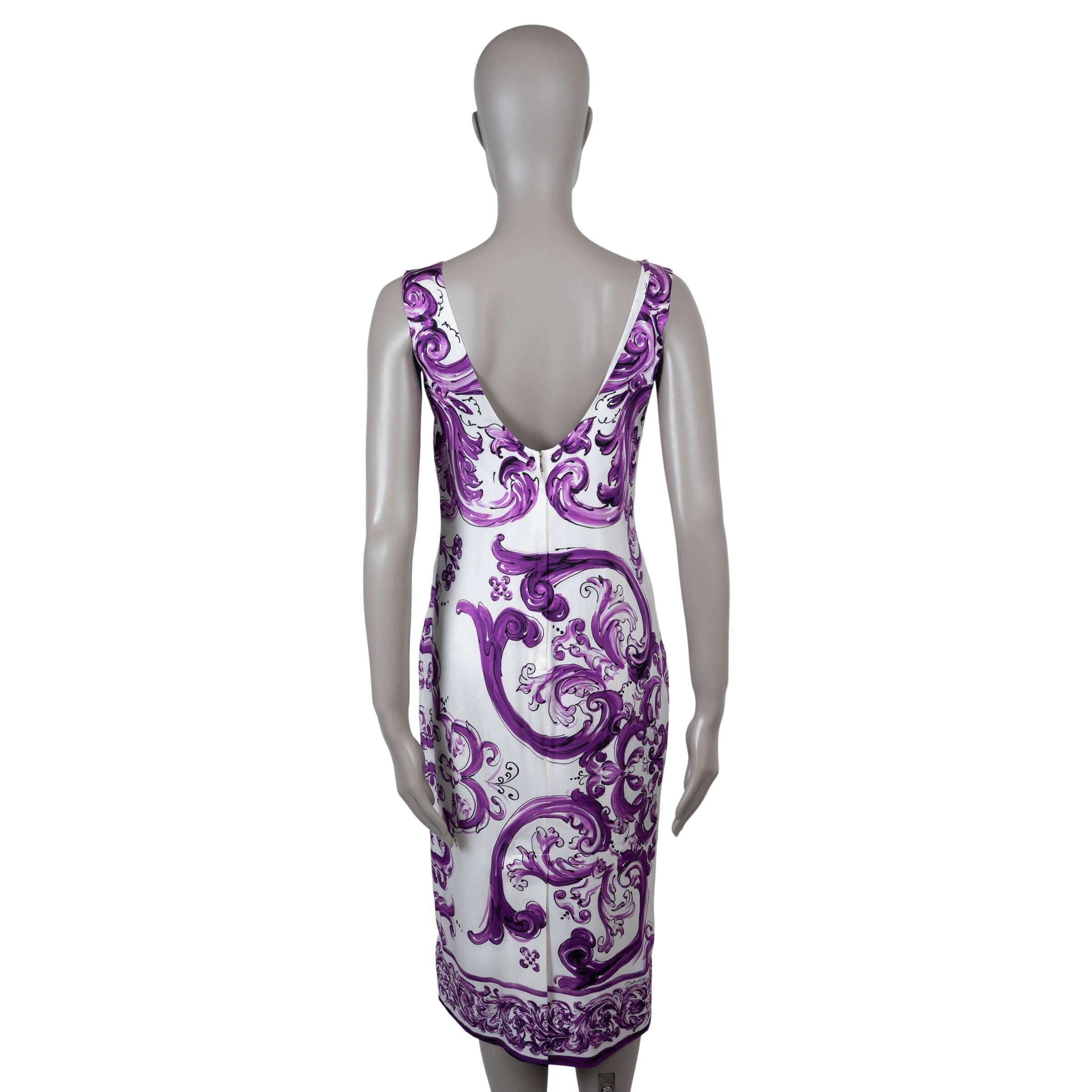 DOLCE & GABBANA seda morada 2025 MAJOLICA Vestido MIDI 42 M Gris en venta