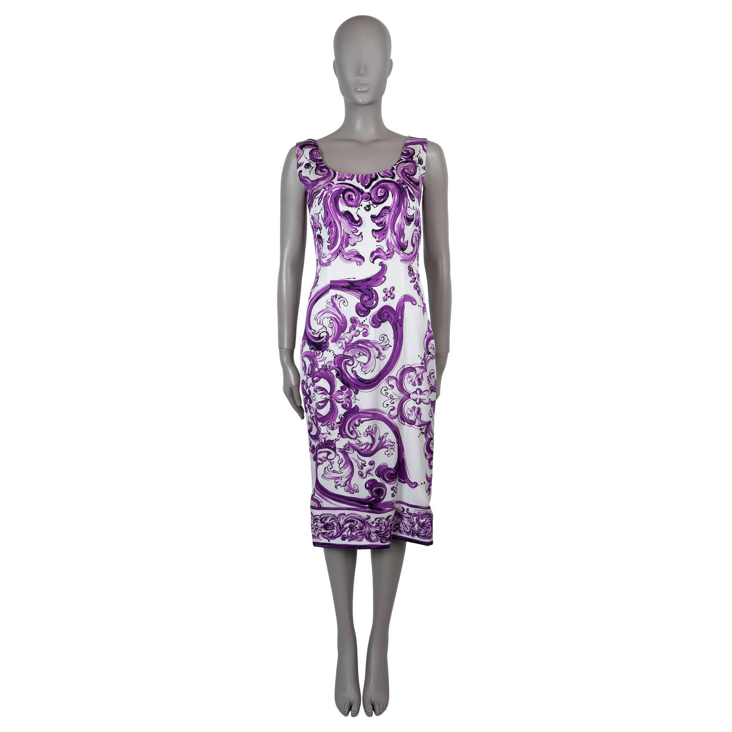 DOLCE & GABBANA seda morada 2025 MAJOLICA Vestido MIDI 42 M en Nuevo estado para la venta en Zürich, CH