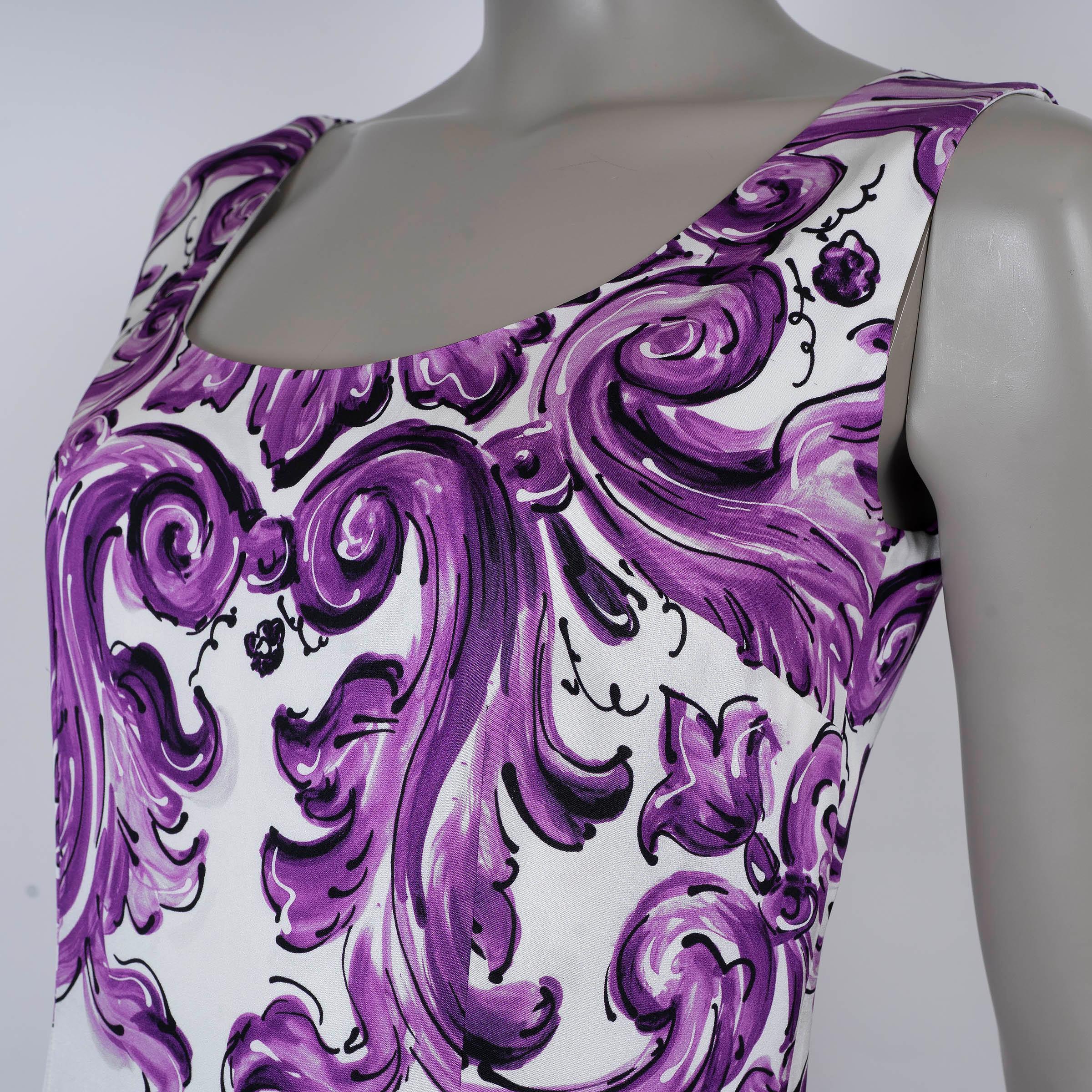 De las mujeres DOLCE & GABBANA seda morada 2025 MAJOLICA Vestido MIDI 42 M en venta