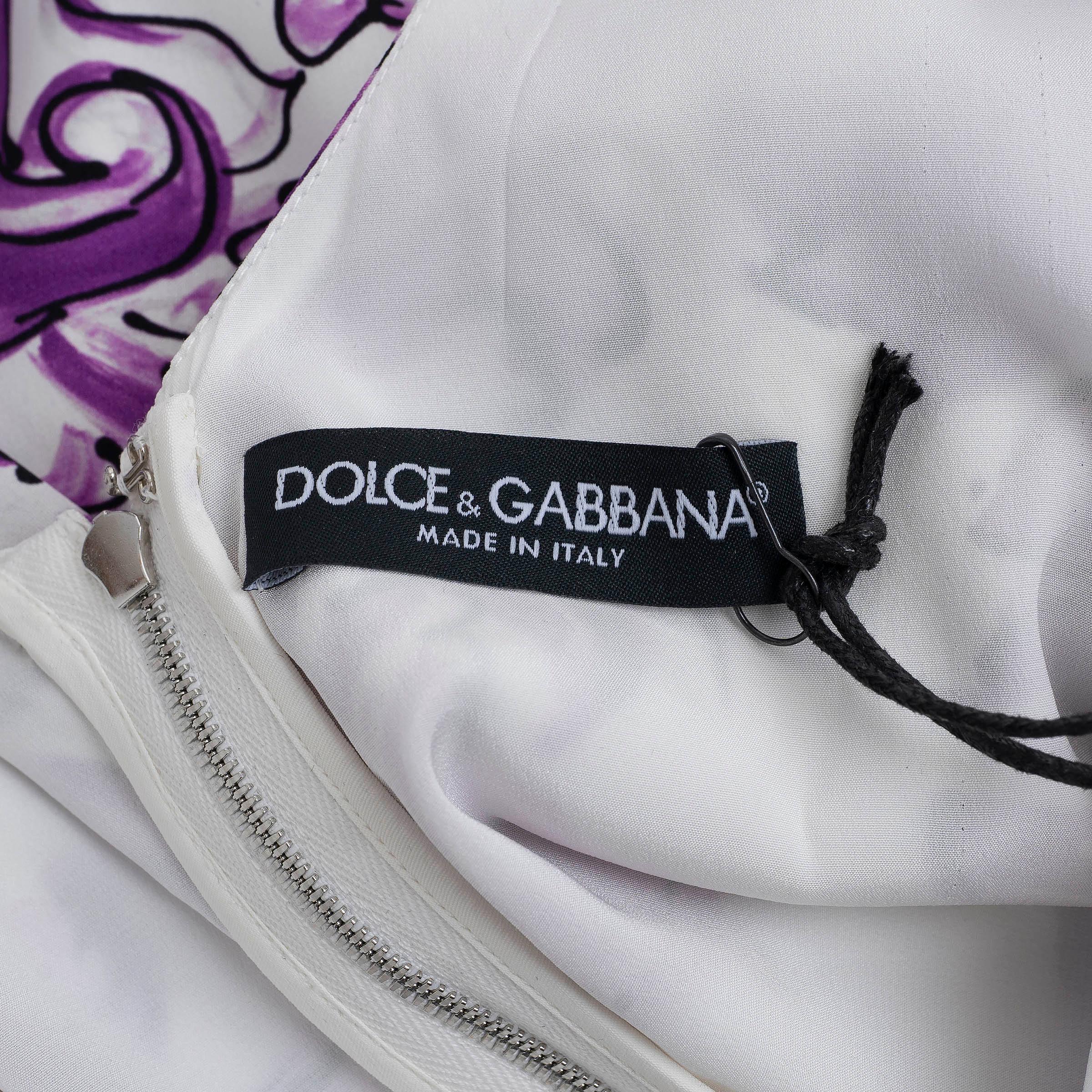 DOLCE & GABBANA seda morada 2025 MAJOLICA Vestido MIDI 42 M en venta 1