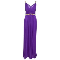 Dolce & Gabbana Purple Silk Chiffon Embellished Maxi Dress L