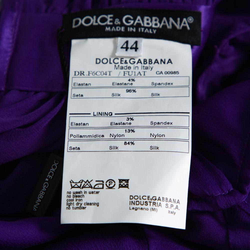 Dolce & Gabbana Vestido fruncido de gasa de seda morada M en Excelente estado para la venta en Dubai, Al Qouz 2