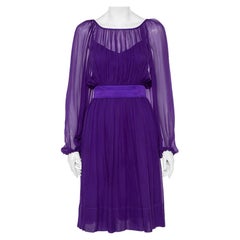 Dolce & Gabbana Purple Silk Chiffon Gathered Dress S