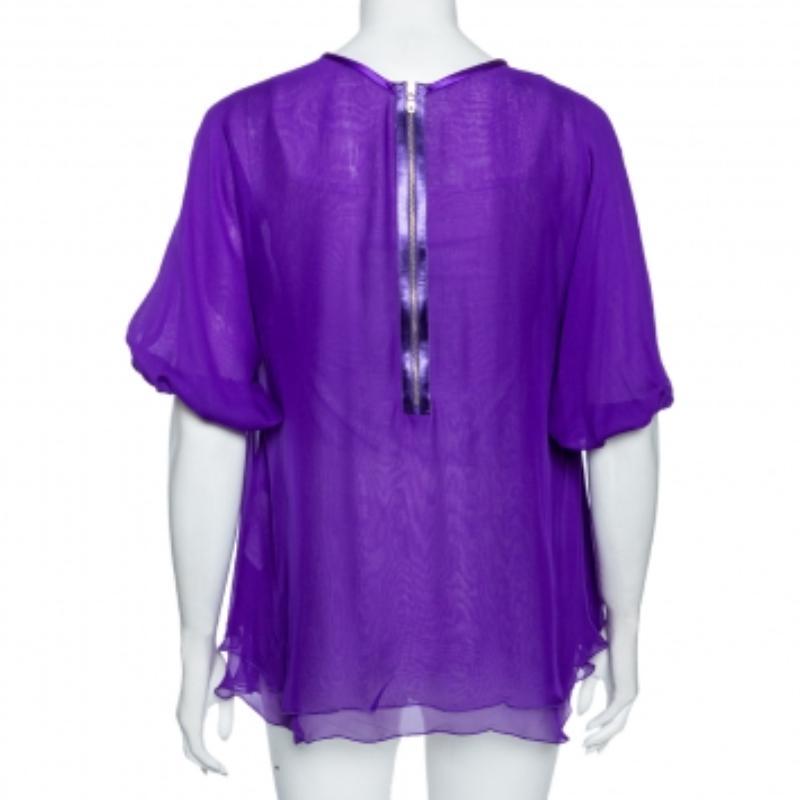 Dolce & Gabbana - Top superposé en mousseline de soie violet S Bon état à Dubai, Al Qouz 2
