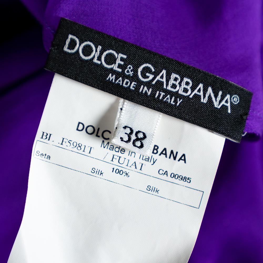 Dolce & Gabbana Purple Silk Chiffon Layered Top S For Sale 1