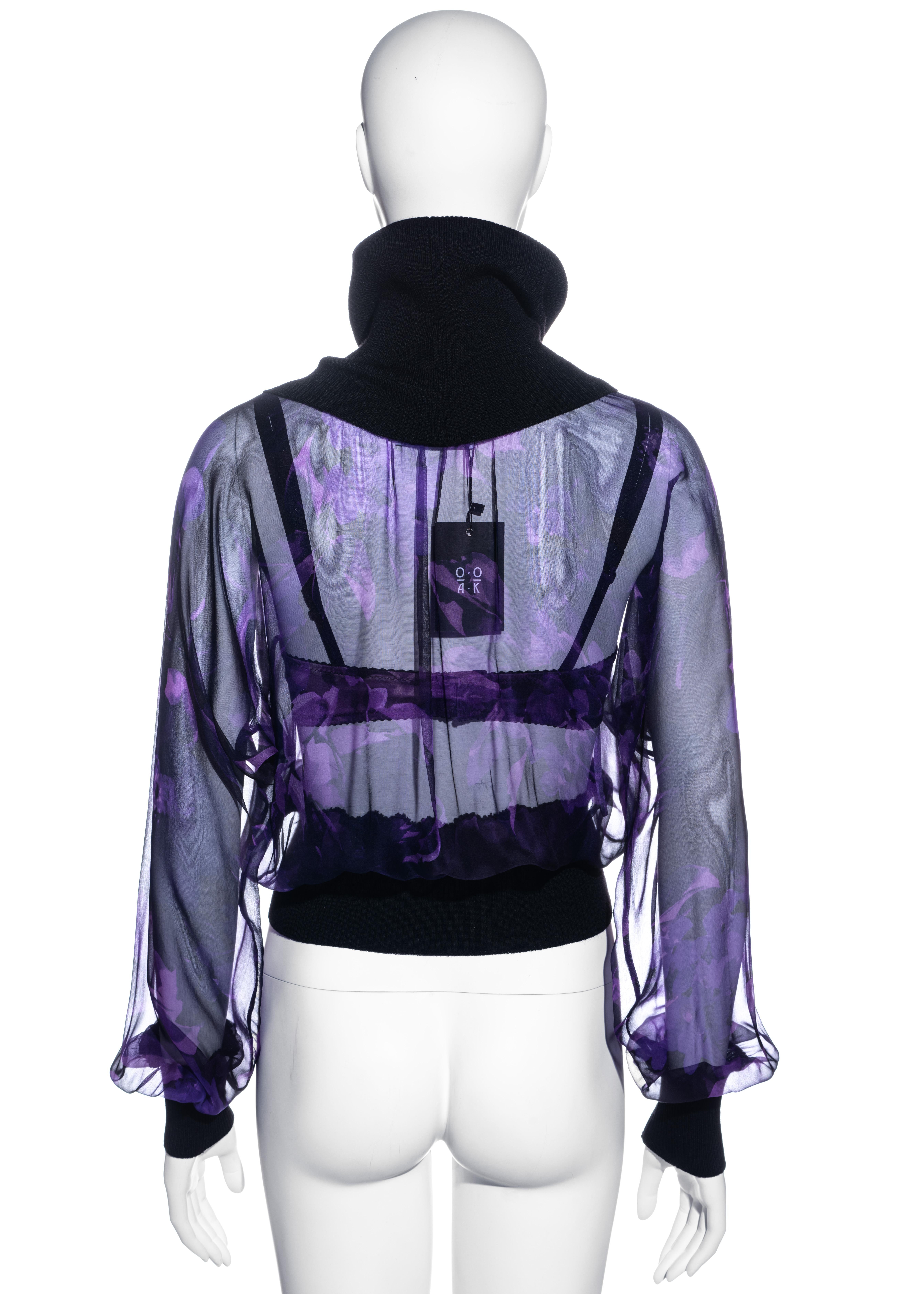 Dolce & Gabbana purple silk chiffon turtleneck blouse and bra set, ss 2000 1