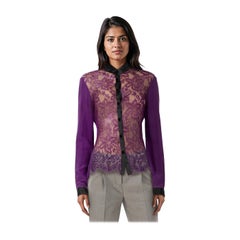 Dolce 
Gabbana - Camicia con pannello in pizzo in seta viola - taglia L.