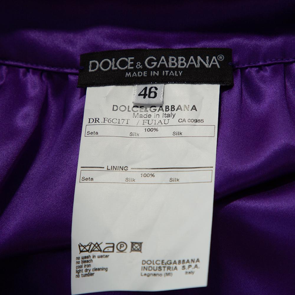 Dolce & Gabbana Purple Silk Satin Balloon Dress L 1