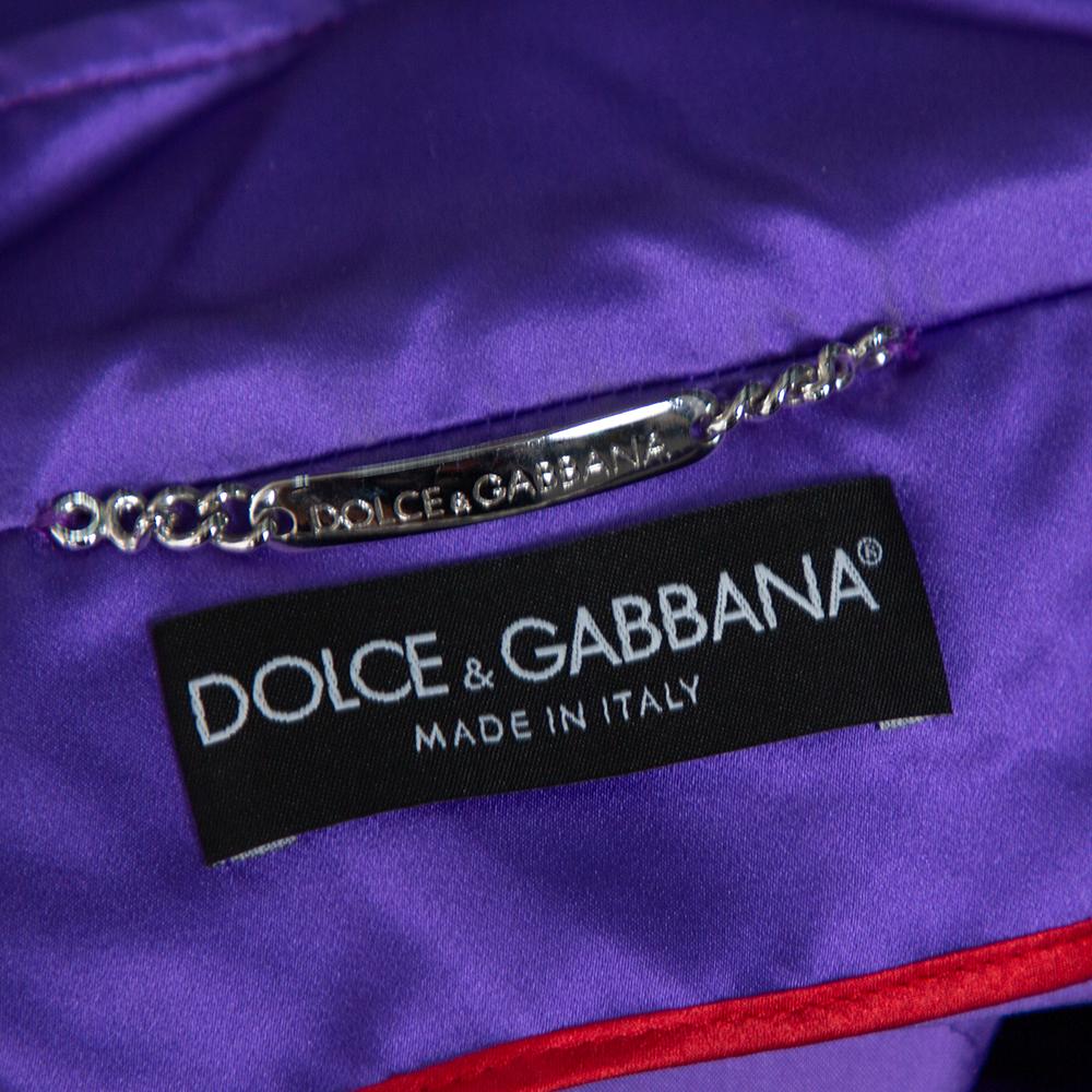 Dolce & Gabbana Purple Silk Satin Button Front Coat L In Good Condition In Dubai, Al Qouz 2