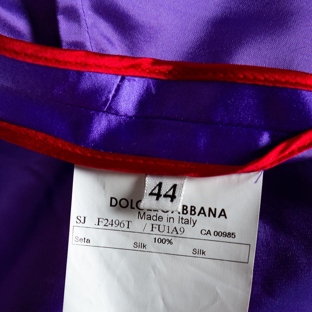 Dolce & Gabbana Purple Silk Satin Button Front Jacket M For Sale 2