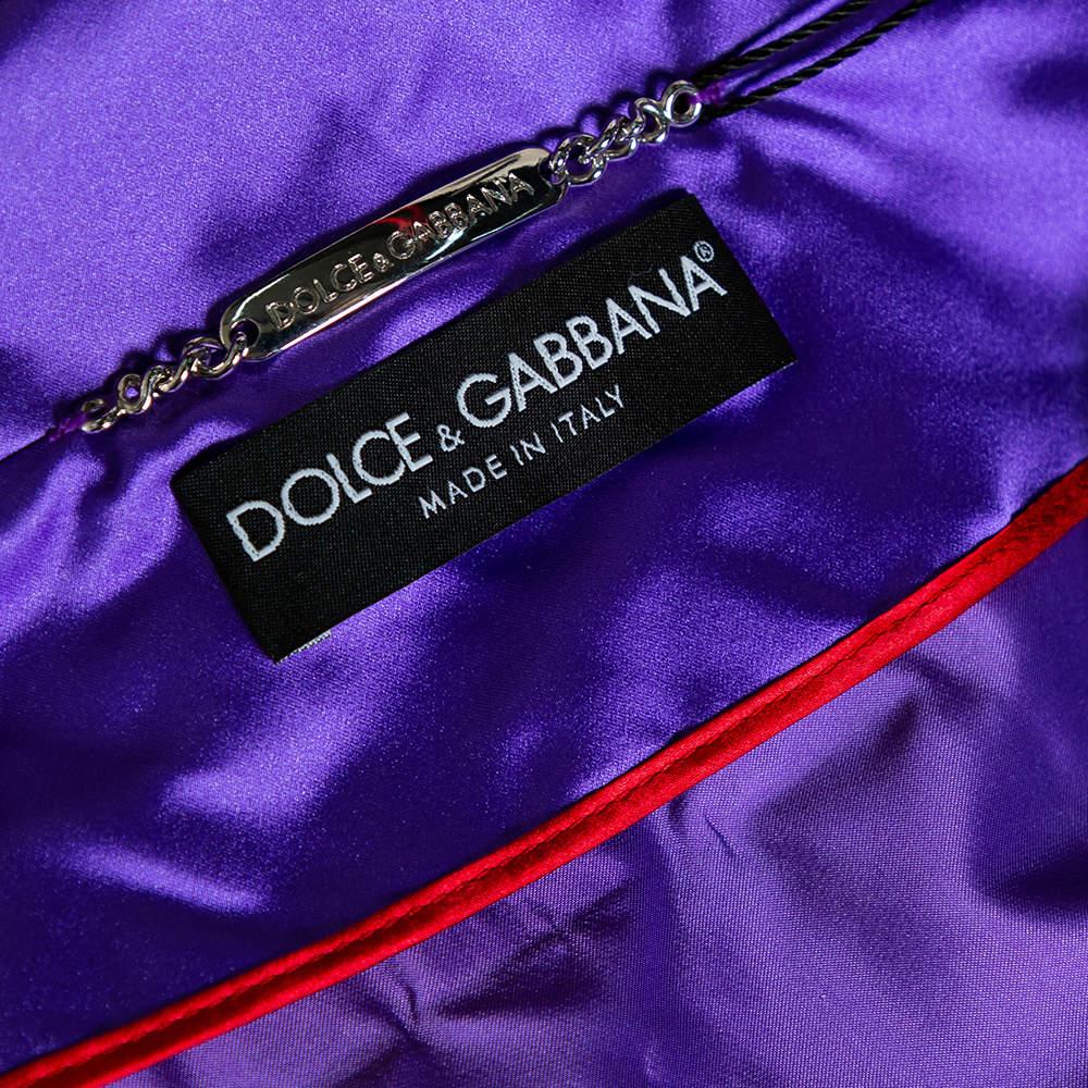 Dolce & Gabbana - Veste en satin de soie violet à boutons sur le devant, taille M en vente 1
