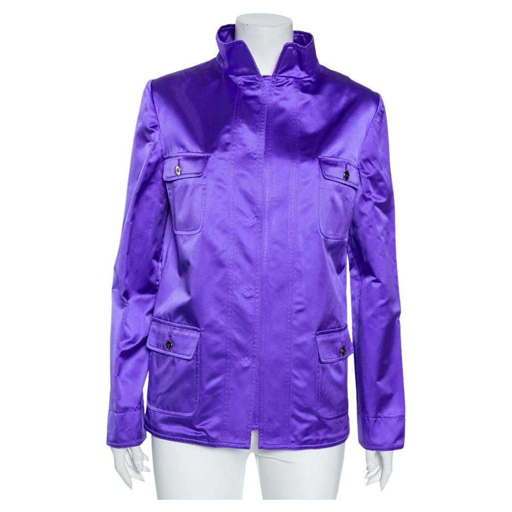 Dolce & Gabbana Purple Silk Satin Button Front Jacket M
