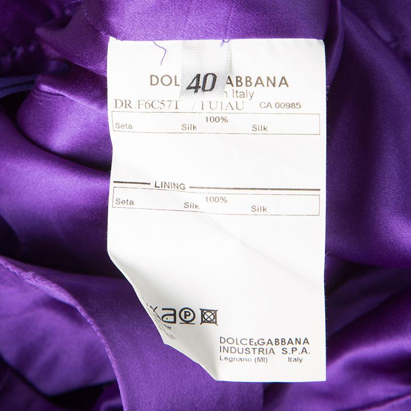 Women's Dolce & Gabbana Purple Silk Satin Sleeveless Balloon Dress S