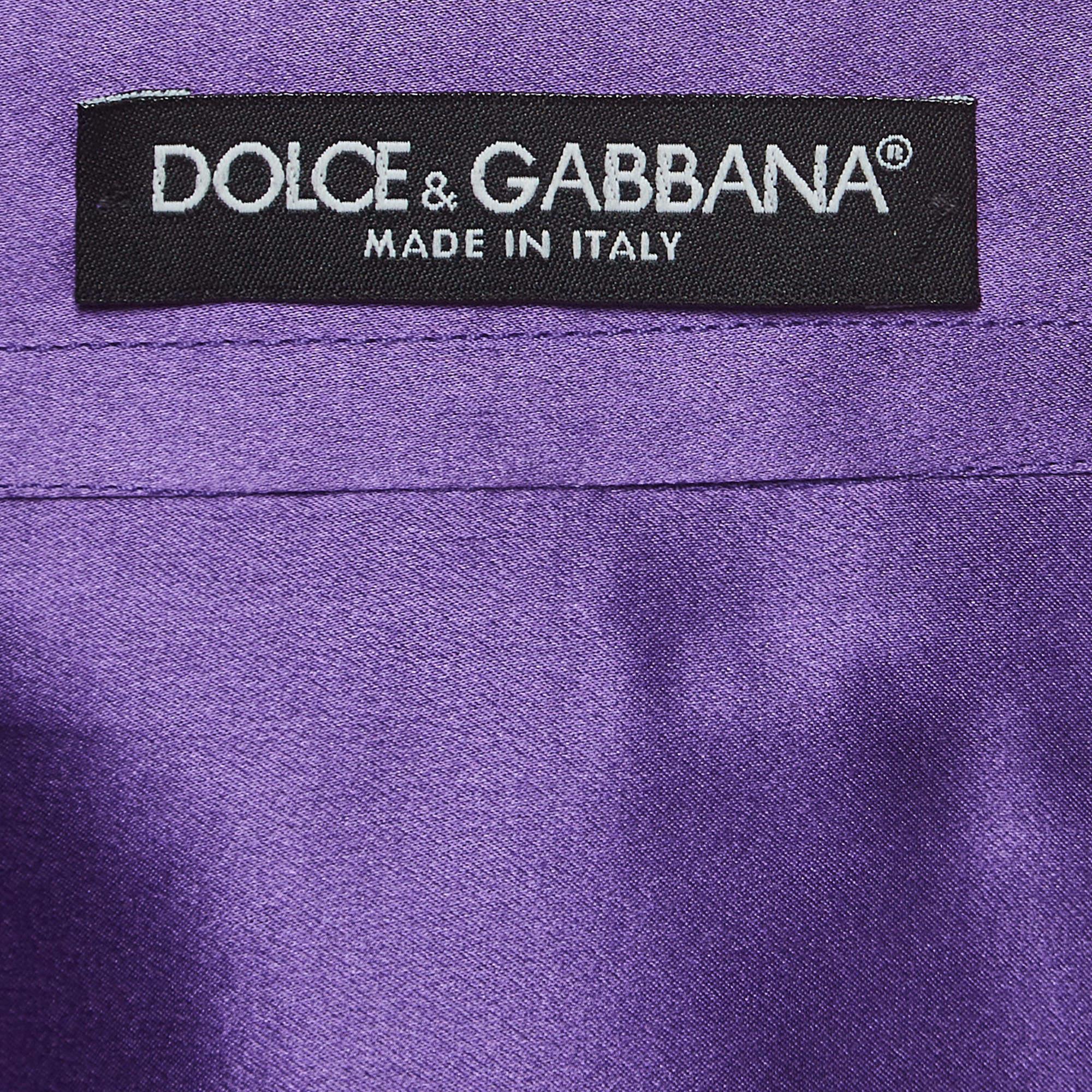Women's Dolce & Gabbana Purple Silk Semi Sheer Long Sleeve Shirt M