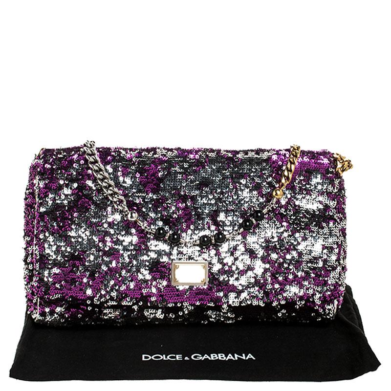 Dolce & Gabbana Purple/Silver Sequin Miss Charles Shoulder Bag 6