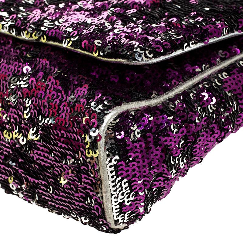 Women's Dolce & Gabbana Purple/Silver Sequin Miss Charles Shoulder Bag