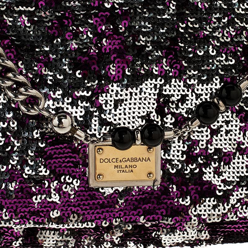 Dolce & Gabbana Purple/Silver Sequin Miss Charles Shoulder Bag 4
