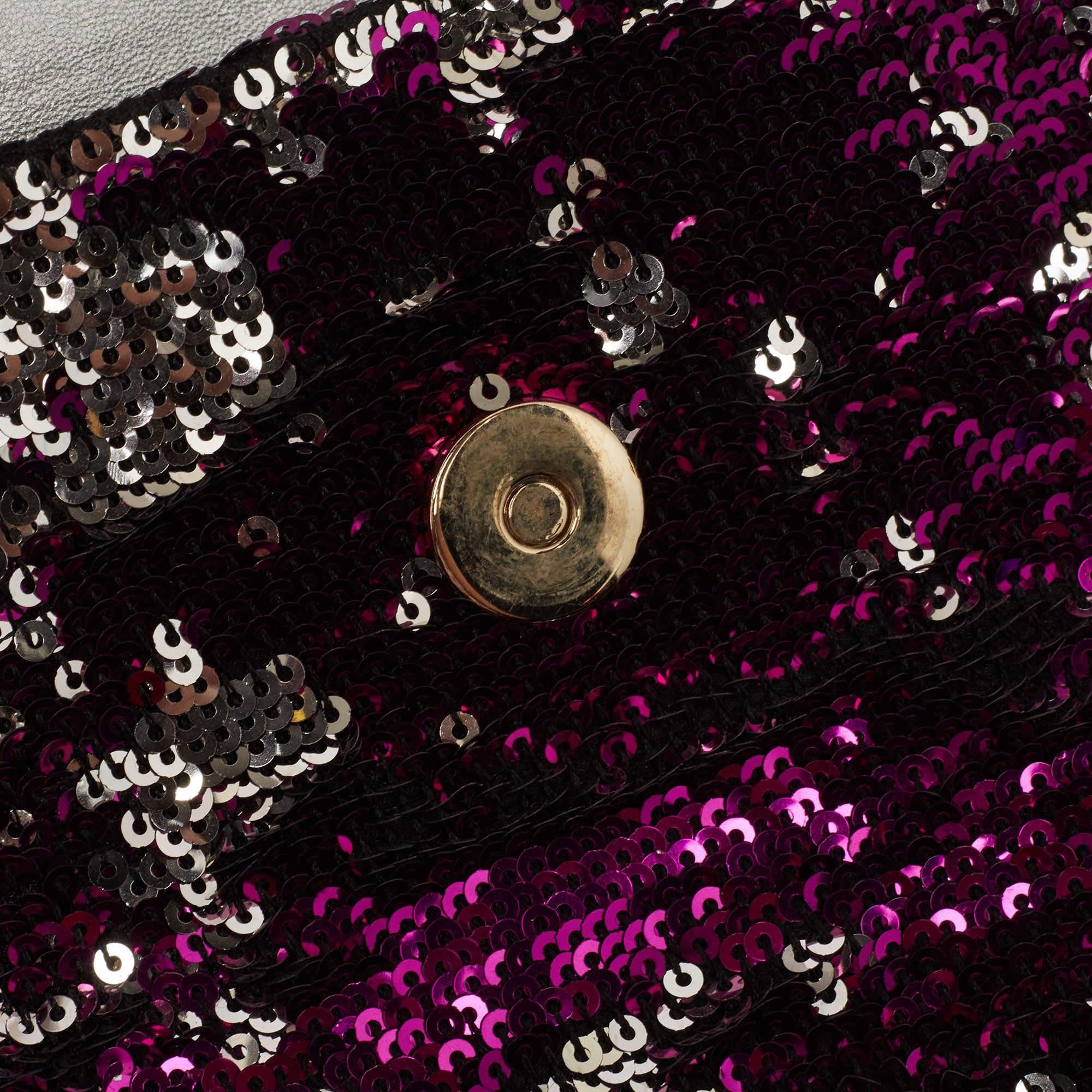Dolce & Gabbana pochette Miss Charles à sequins violet/argenté en vente 2