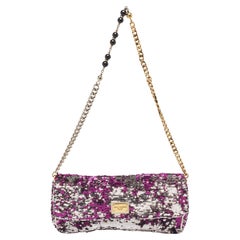 Used Dolce & Gabbana Purple/Silver Sequins Miss Charles Clutch