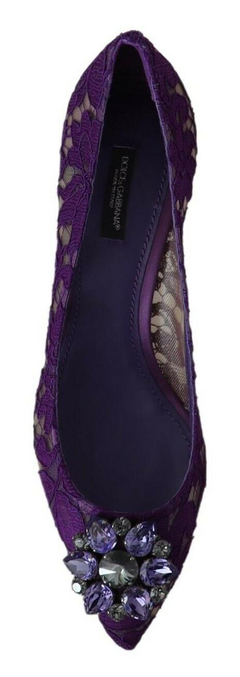 De las mujeres Dolce & Gabbana Púrpura Taormina Encaje Cristal Bombas Zapatos Tacones Floral Arco Iris en venta