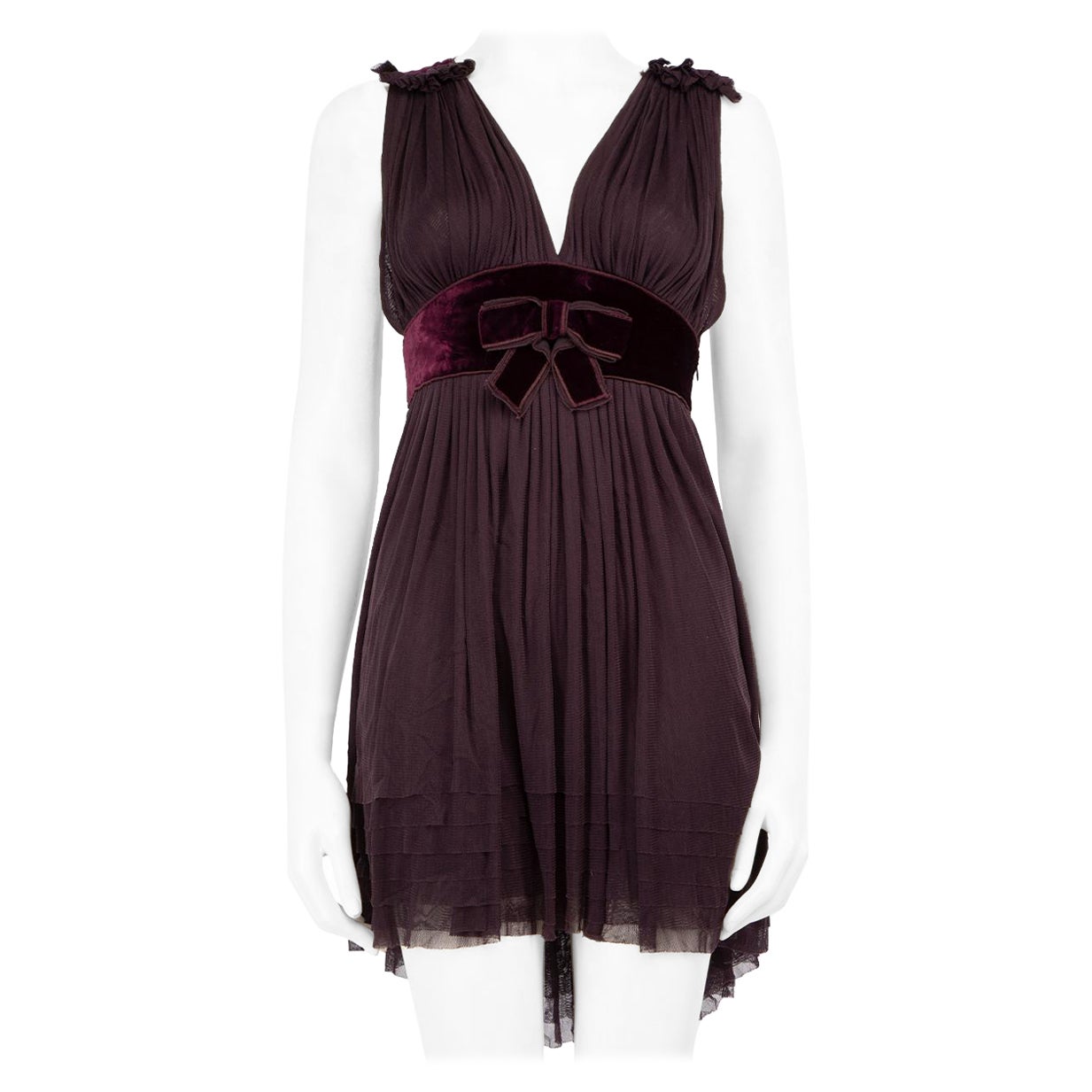 Dolce 
Gabbana Purple Velvet Bow Detail Dress Size S