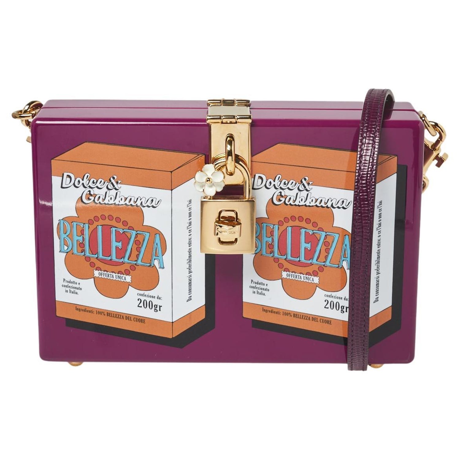 Dolce and Gabbana Purple Wood Bellezza Box Clutch Bag For Sale at 1stDibs