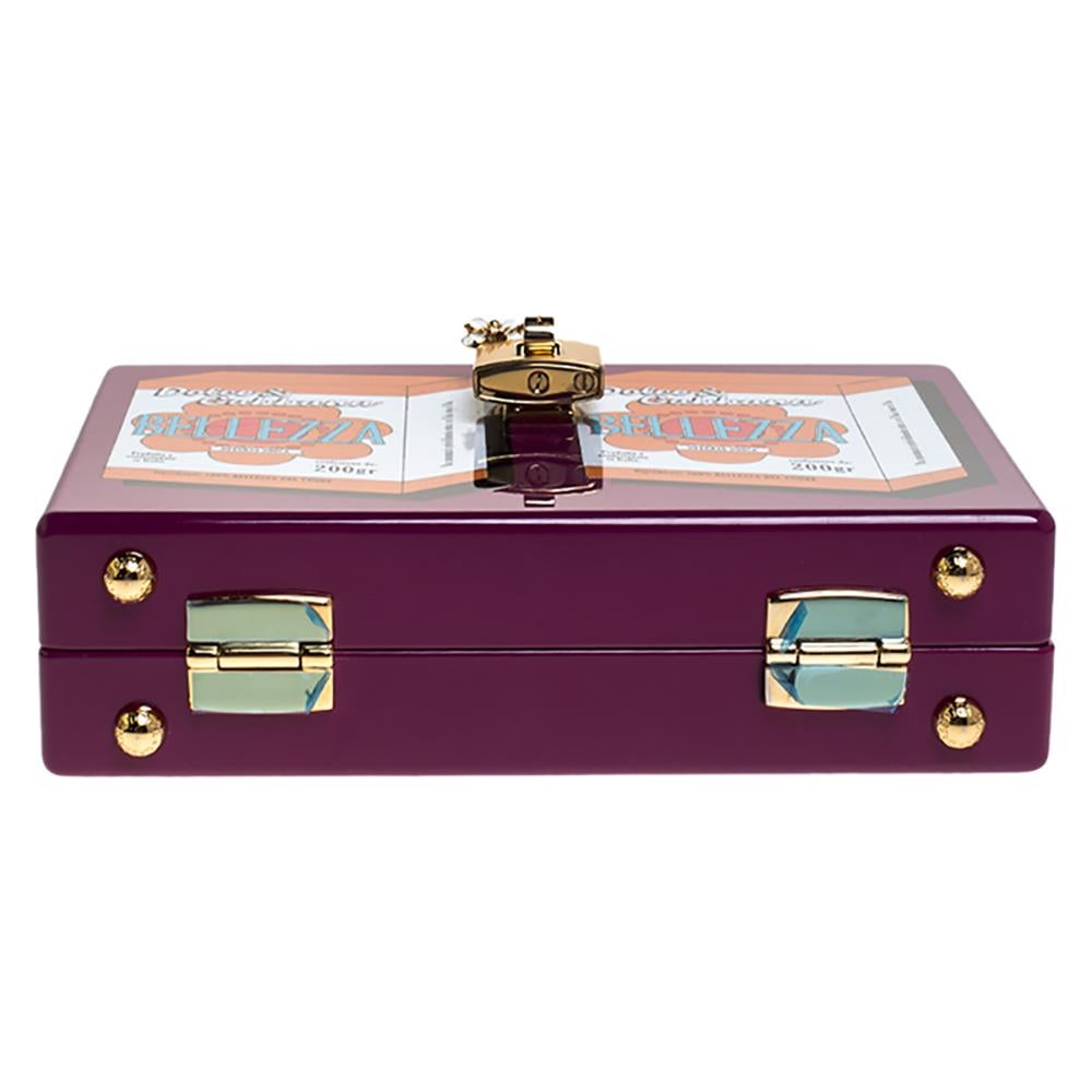 Dolce & Gabbana Purple Wood Bellezza Box Clutch 5