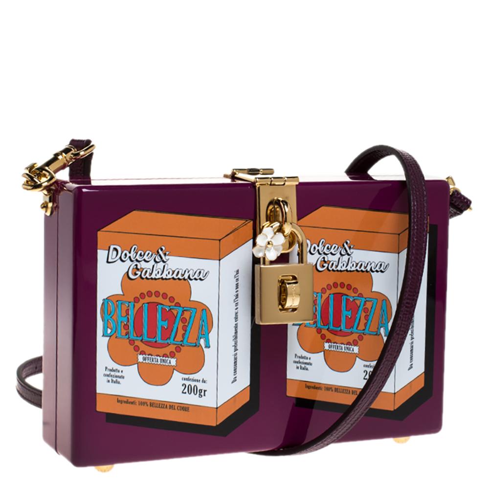 Dolce & Gabbana Purple Wood Bellezza Box Clutch 3