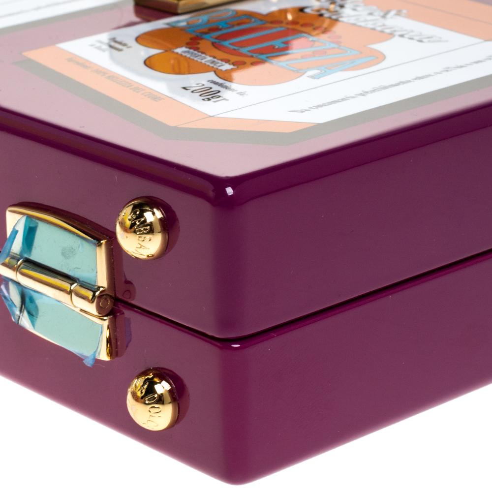Dolce & Gabbana Purple Wood Bellezza Box Clutch 4