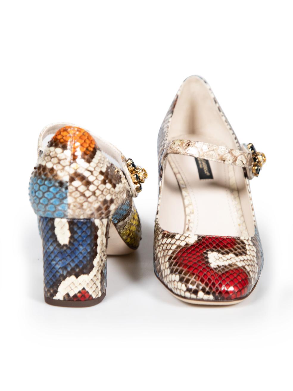 Dolce & Gabbana Python Leder Mary Jane Schuhe Größe IT 38,5 im Zustand „Gut“ im Angebot in London, GB