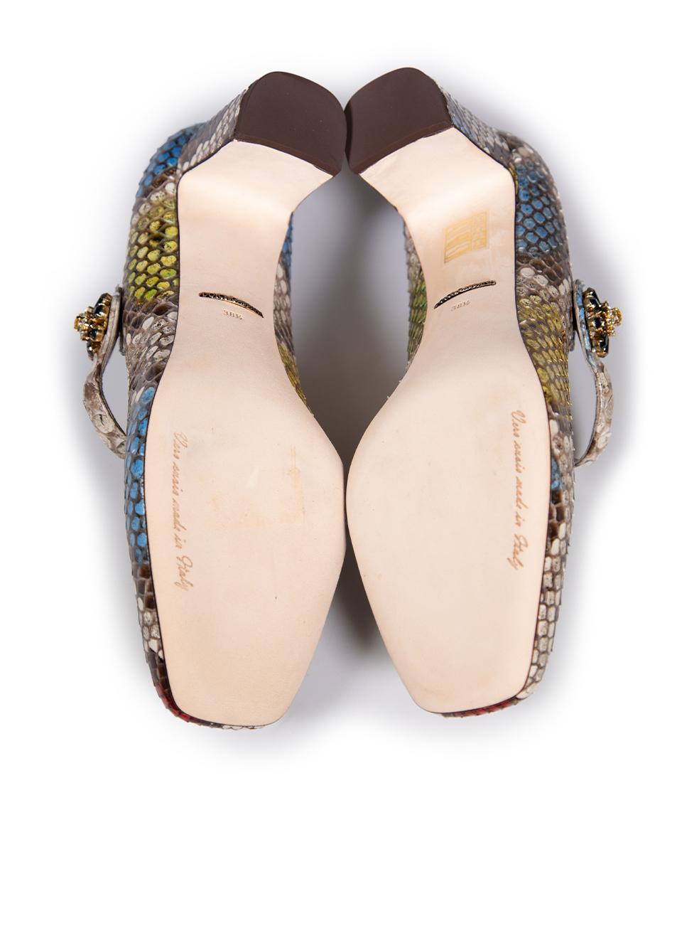 Women's Dolce & Gabbana Python Leather Mary Jane Shoes Size IT 38.5