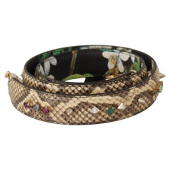 Dolce & Gabbana Python Leather with Crystals Shoulder Strap — Beige